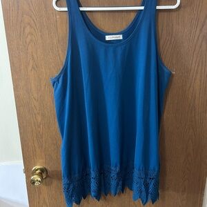 Teal Crochet-Hem Sleeveless Tank